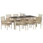 Preview: 9-teiliges Garten-Esszimmer Set mit Kissen Beige Poly-Rattan
