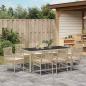 Preview: 9-teiliges Garten-Esszimmer Set mit Kissen Beige Poly-Rattan
