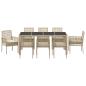 Preview: 9-teiliges Garten-Esszimmer Set mit Kissen Beige Poly-Rattan