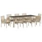 Preview: 9-teiliges Garten-Esszimmer-Set mit Kissen Beige Poly-Rattan
