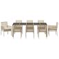 Preview: 9-teiliges Garten-Esszimmer-Set mit Kissen Beige Poly-Rattan