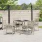 Preview: 5-teiliges Garten-Esszimmer-Set mit Kissen in Hellgrau aus Poly-Rattan