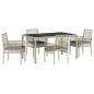Preview: 5-Teiliges Garten Essset mit Kissen Hellgrau Poly Rattan