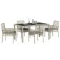 Preview: 5-Teiliges Garten Essset mit Kissen Hellgrau Poly Rattan