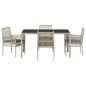 Preview: 5-Teiliges Garten Essset mit Kissen Hellgrau Poly Rattan