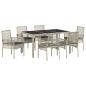 Preview: 7-teiliges Garten-Esszimmer-Set mit Kissen in Hellgrau aus Poly-Rattan