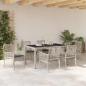 Preview: 7-teiliges Garten-Esszimmer-Set mit Kissen in Hellgrau aus Poly-Rattan
