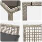 Preview: 7-teiliges Garten-Esszimmer-Set mit Kissen in Hellgrau aus Poly-Rattan