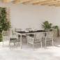 Preview: 7-teiliges Garten-Esszimmer-Set mit Kissen in Hellgrau aus Poly-Rattan