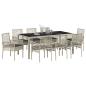 Preview: 9-teiliges Gartentischset Hellgrau Poly Rattan