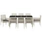 Preview: 9-teiliges Gartentischset Hellgrau Poly Rattan
