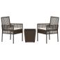 Preview: 3-teiliges Garten Bistro Set mit Kissen Braun Poly Rattan