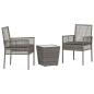 Preview: 3-teiliges Garten Bistro Set mit Kissen Grau Poly Rattan