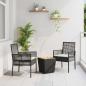 Preview: ARDEBO.de - 3-teiliges Garten Bistro Set mit Kissen Schwarz Poly-Rattan