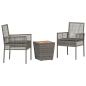 Preview: 3-teiliges Garten Bistro Set mit Kissen Grau Poly Rattan