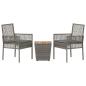 Preview: 3-teiliges Garten Bistro Set mit Kissen Grau Poly Rattan