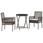 Preview: 3-teiliges Bistro-Set für den Garten mit Kissen aus braunem Poly-Rattan