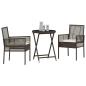 Preview: 3-teiliges Bistro-Set für den Garten mit Kissen aus braunem Poly-Rattan