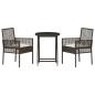Preview: 3-teiliges Bistro-Set für den Garten mit Kissen aus braunem Poly-Rattan