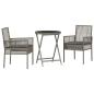 Preview: 3-teiliges Garten Bistro Set mit Kissen Grau Poly Rattan