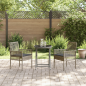 Preview: 3-teiliges Garten Bistro Set mit Kissen Grau Poly Rattan