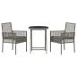 Preview: 3-teiliges Garten Bistro Set mit Kissen Grau Poly Rattan
