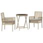 Preview: 3-teiliges Garten Bistro Set mit Kissen Beige Poly Rattan