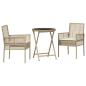 Preview: 3-teiliges Garten-Bistro-Set mit Kissen Beige Poly-Rattan