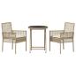 Preview: 3-teiliges Garten-Bistro-Set mit Kissen Beige Poly-Rattan