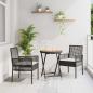 Preview: ARDEBO.de - 3-teiliges Garten-Bistro-Set mit Kissen Schwarz Poly-Rattan