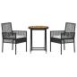 Preview: 3-teiliges Garten-Bistro-Set mit Kissen Schwarz Poly-Rattan