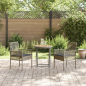 Preview: 3-teiliges Garten Bistro Set mit Kissen Grau Poly Rattan