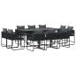 Preview: 13-teiliges Gartentischset mit Kissen aus Stahl und Poly-Rattan