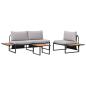 Preview: 3-teiliges Garten-Sofa-Set mit hellgrauen Kissen