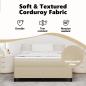 Preview: Boxspringbett Lichtgrün Grau 160x200 cm Corduroy Stoff