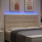 Preview: LED Kopfteil mit LED-Lichtleisten Creme 180 cm Stoff