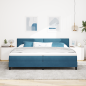 Preview: Boxspringbett mit Kopfteil Dunkelblau 200 x 200 cm Samt