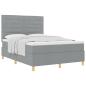 Preview: Boxspringbett mit Matratze Hellgrau 140x190 cm Stoff