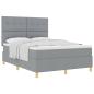 Preview: ARDEBO.de - Boxspringbett mit Matratze Hellgrau 140x190 cm Stoff