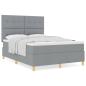 Preview: Boxspringbett mit Matratze Hellgrau 140x190 cm Stoff