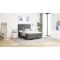 Preview: Boxspringbett mit Kopfteil Dunkelgrau 140 x 200 cm Stoff