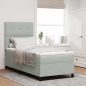 Preview: Boxspringbett mit Kopfteil Hellgrau 90 x 200 cm Samt