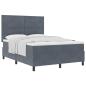 Preview: ARDEBO.de - Boxspringbett mit Matratze Dunkelgrau 140x190 cm Samt