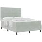 Preview: ARDEBO.de - Boxspringbett mit Matratze Hellgrau 140x200 cm Samt