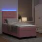 Preview: LED Boxspringbett mit Kopfteil Rosa 100 x 200 cm Samt
