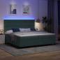 Preview: LED Boxspringbett mit Kopfteil Dunkelgrün 200 x 200 cm Samt
