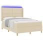 Preview: Boxspringbett mit Matratze und LED Creme 160x200 cm Stoff