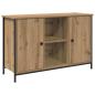 Preview: TV-Schrank Schwarz Eiche 101x35x65 cm Engineered Wood und Stahl