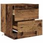 Preview: Nachttisch mit LED-Lichtern Alteiche 45x40x55 cm