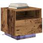 Preview: Nachttisch mit LED-Lichtern Alteiche 40x39x37 cm